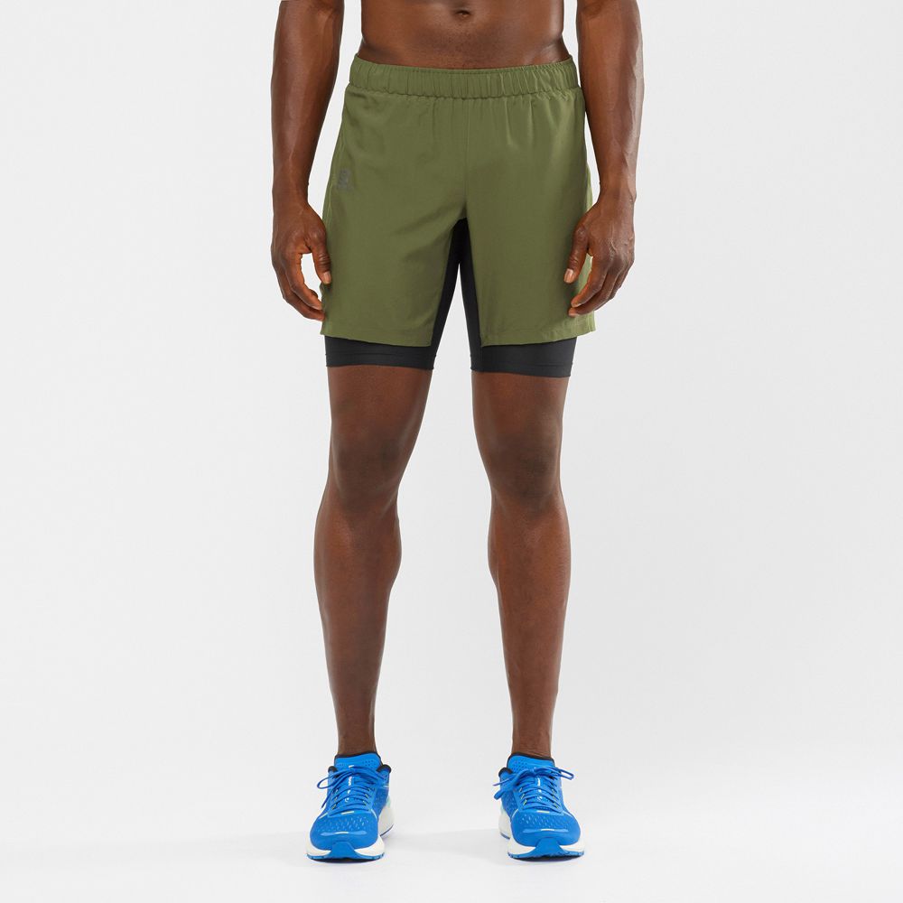 Shorts Salomon Homme Vert Olive - Salomon XA TWINSKIN - France (9470-SJLVE)